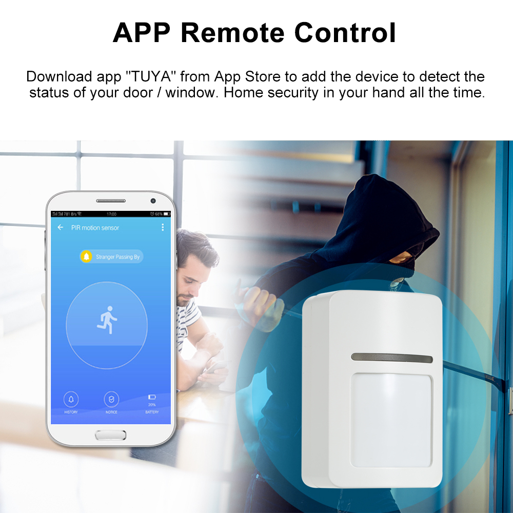 Smart Wifi Infrared Motion Sensor Detector PIR Switch Wireless PIR Alarm System for Home Security Anti-theft Support APP TUYA